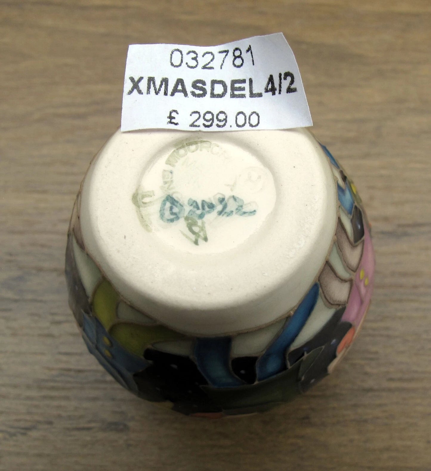 Moorcroft CHRISTMAS DELIVERY Miniature Vase 4/2 Retail Price £299