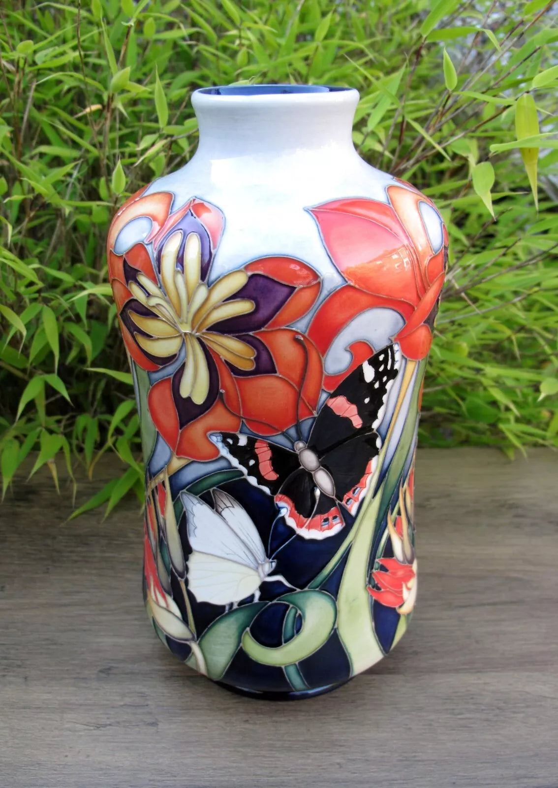 Moorcroft FIRE BLOOM 98/8 Vase Trial Dated 8.2.23 Retail Price £940 Butterflies