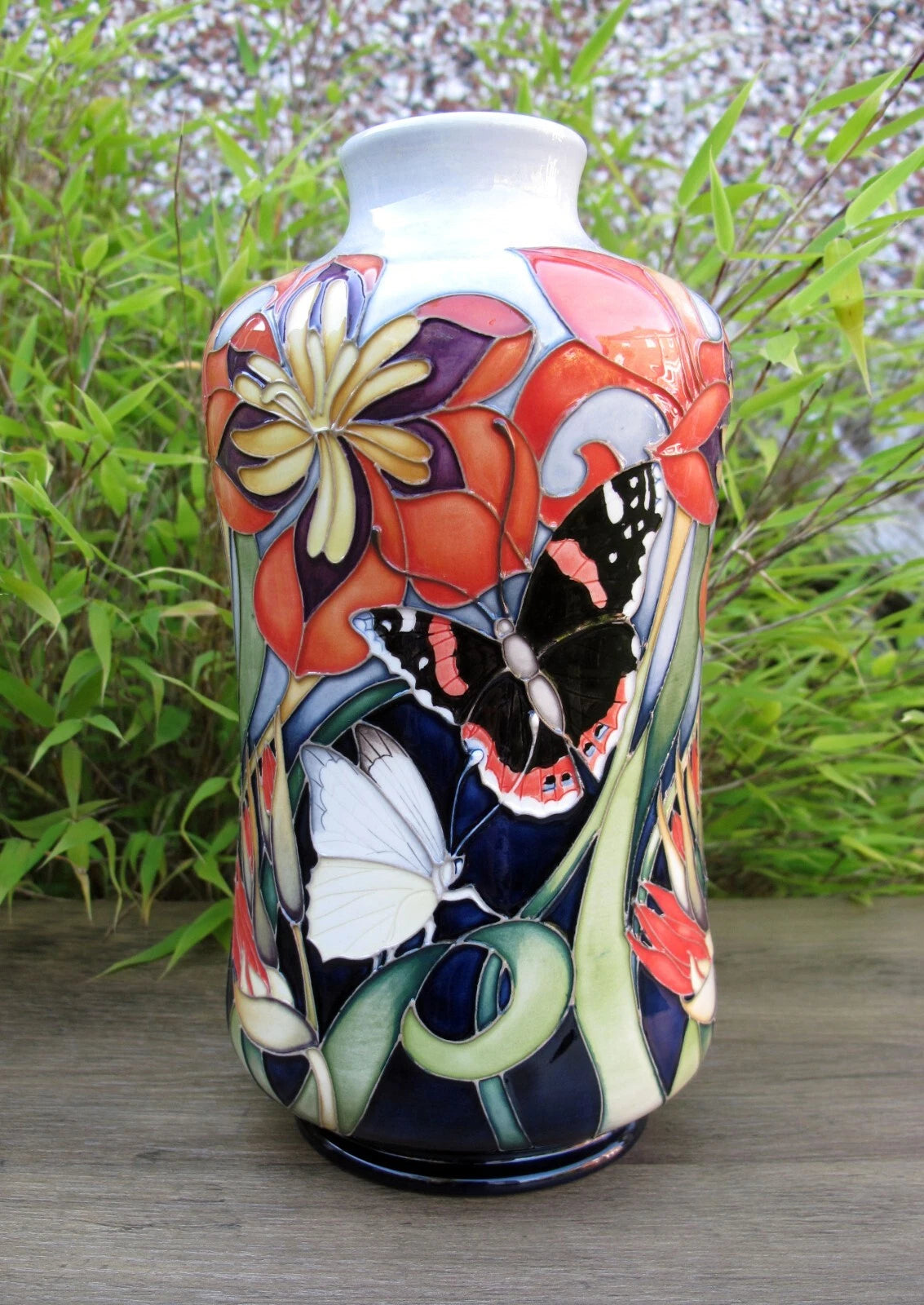 Moorcroft FIRE BLOOM 98/8 Vase Trial Dated 8.2.23 Retail Price £940 Butterflies