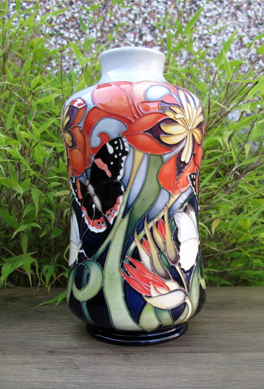 Moorcroft FIRE BLOOM 98/8 Vase Trial Dated 8.2.23 Retail Price £940 Butterflies