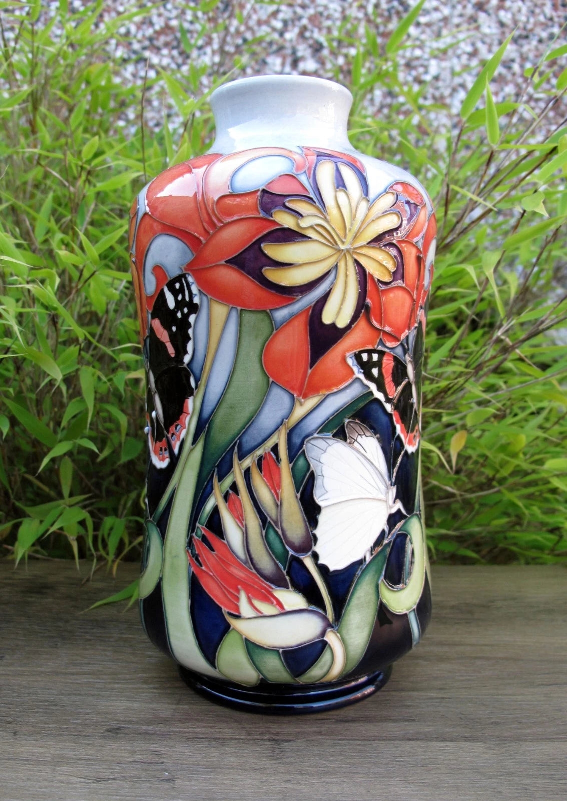 Moorcroft FIRE BLOOM 98/8 Vase Trial Dated 8.2.23 Retail Price £940 Butterflies