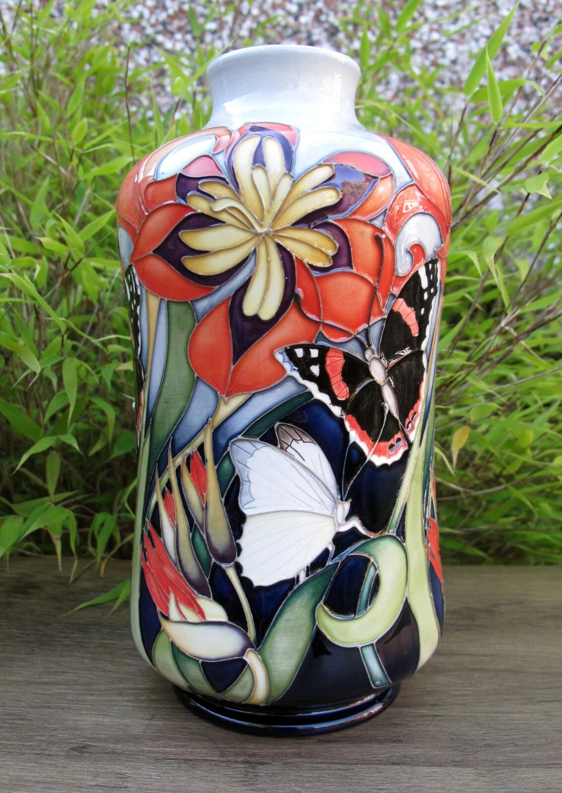 Moorcroft FIRE BLOOM 98/8 Vase Trial Dated 8.2.23 Retail Price £940 Butterflies