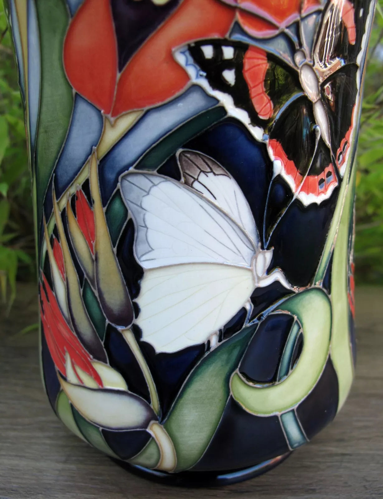 Moorcroft FIRE BLOOM 98/8 Vase Trial Dated 8.2.23 Retail Price £940 Butterflies
