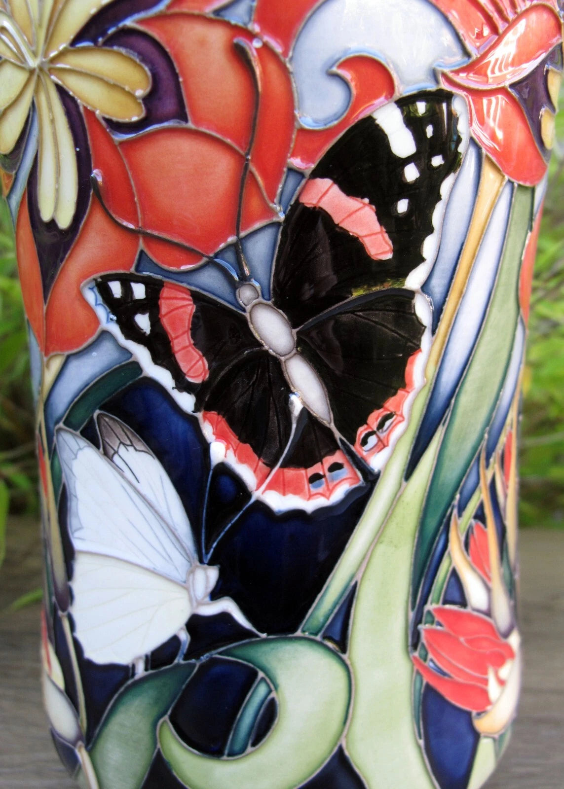 Moorcroft FIRE BLOOM 98/8 Vase Trial Dated 8.2.23 Retail Price £940 Butterflies