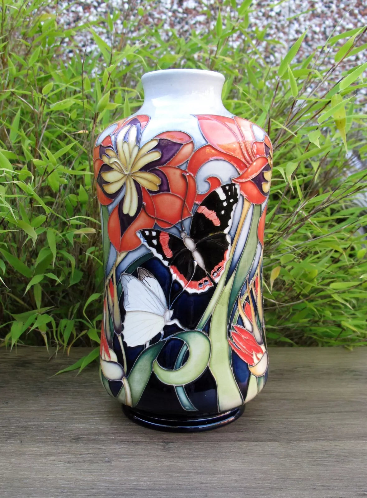 Moorcroft FIRE BLOOM 98/8 Vase Trial Dated 8.2.23 Retail Price £940 Butterflies