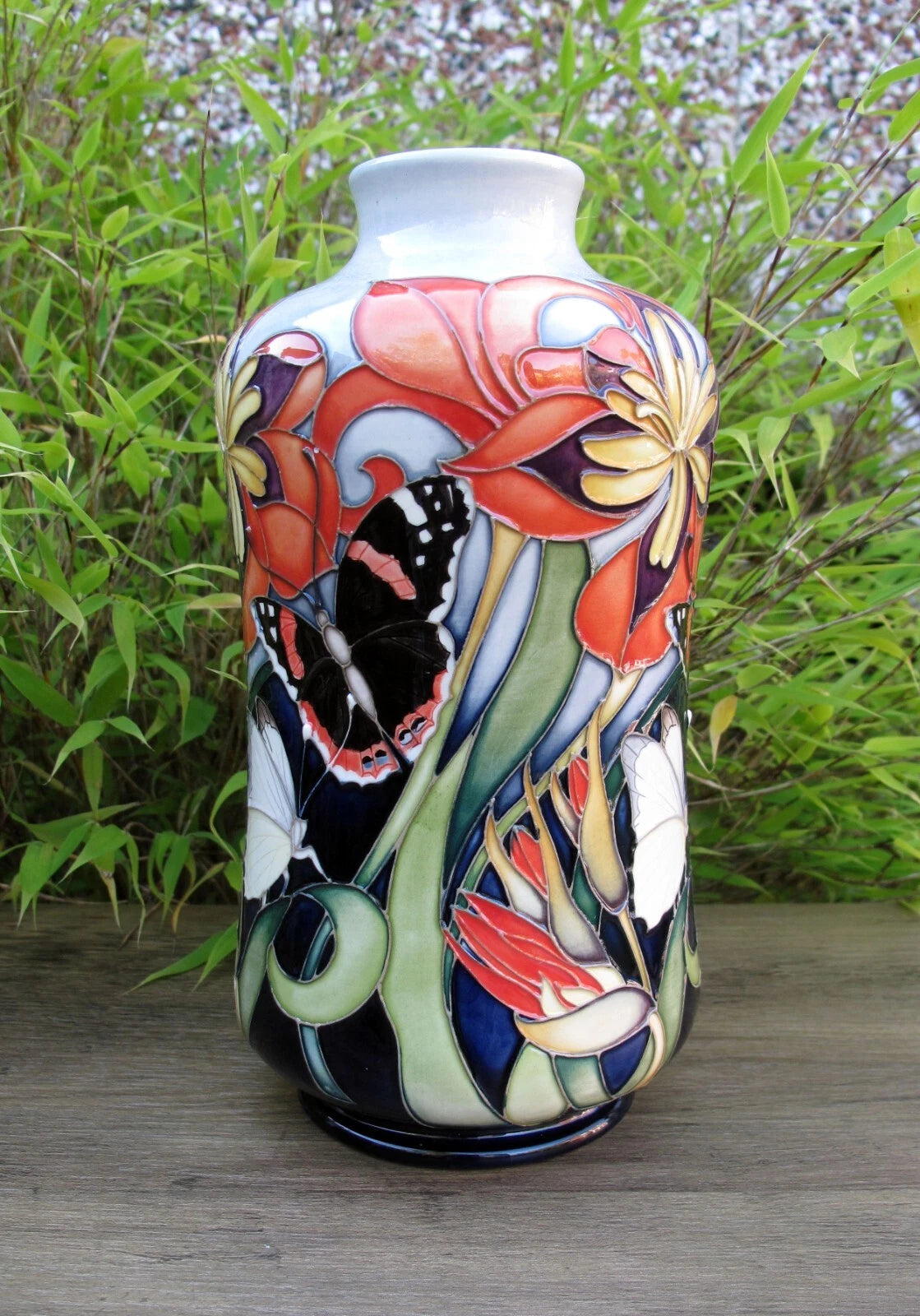 Moorcroft FIRE BLOOM 98/8 Vase Trial Dated 8.2.23 Retail Price £940 Butterflies