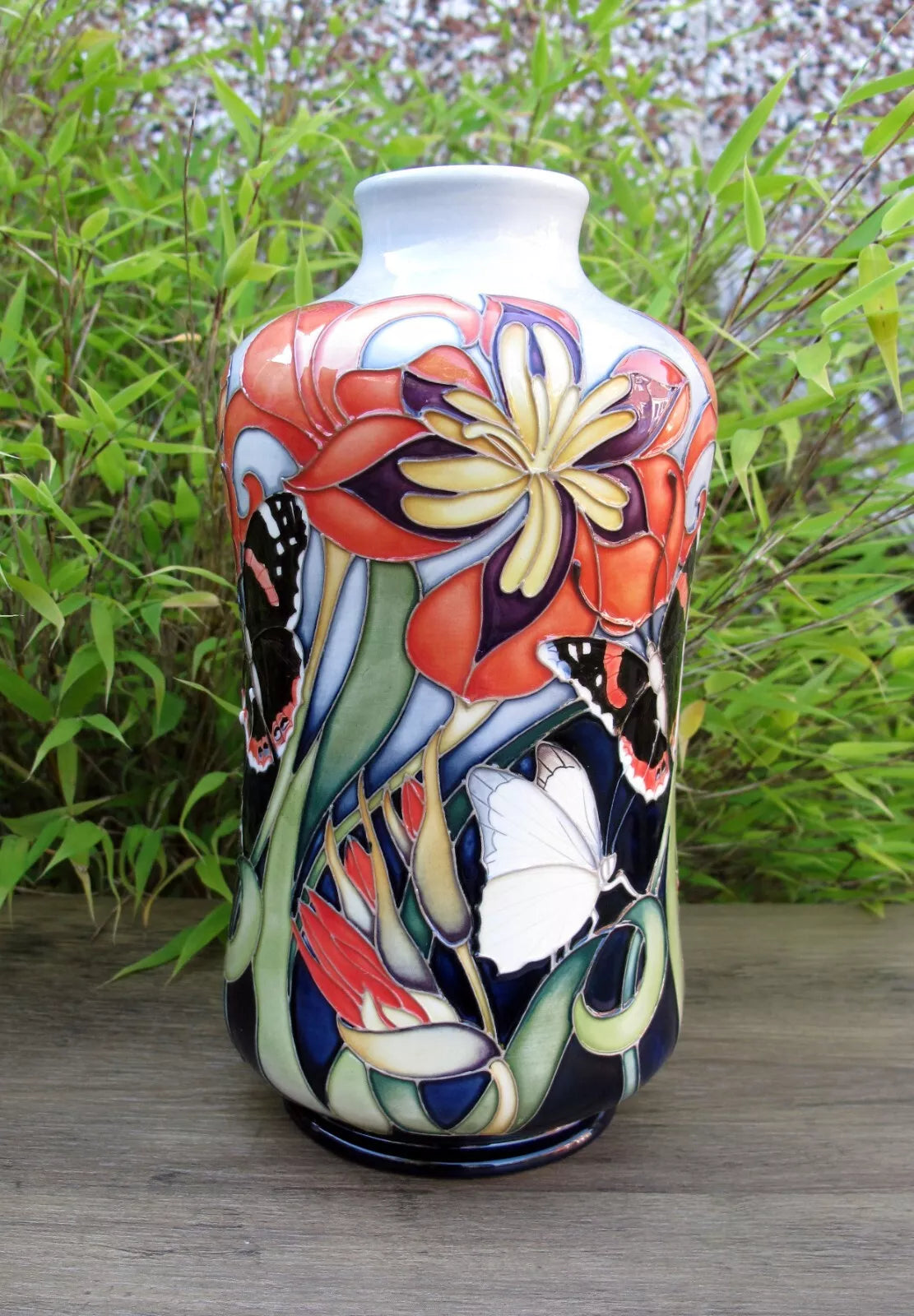 Moorcroft FIRE BLOOM 98/8 Vase Trial Dated 8.2.23 Retail Price £940 Butterflies