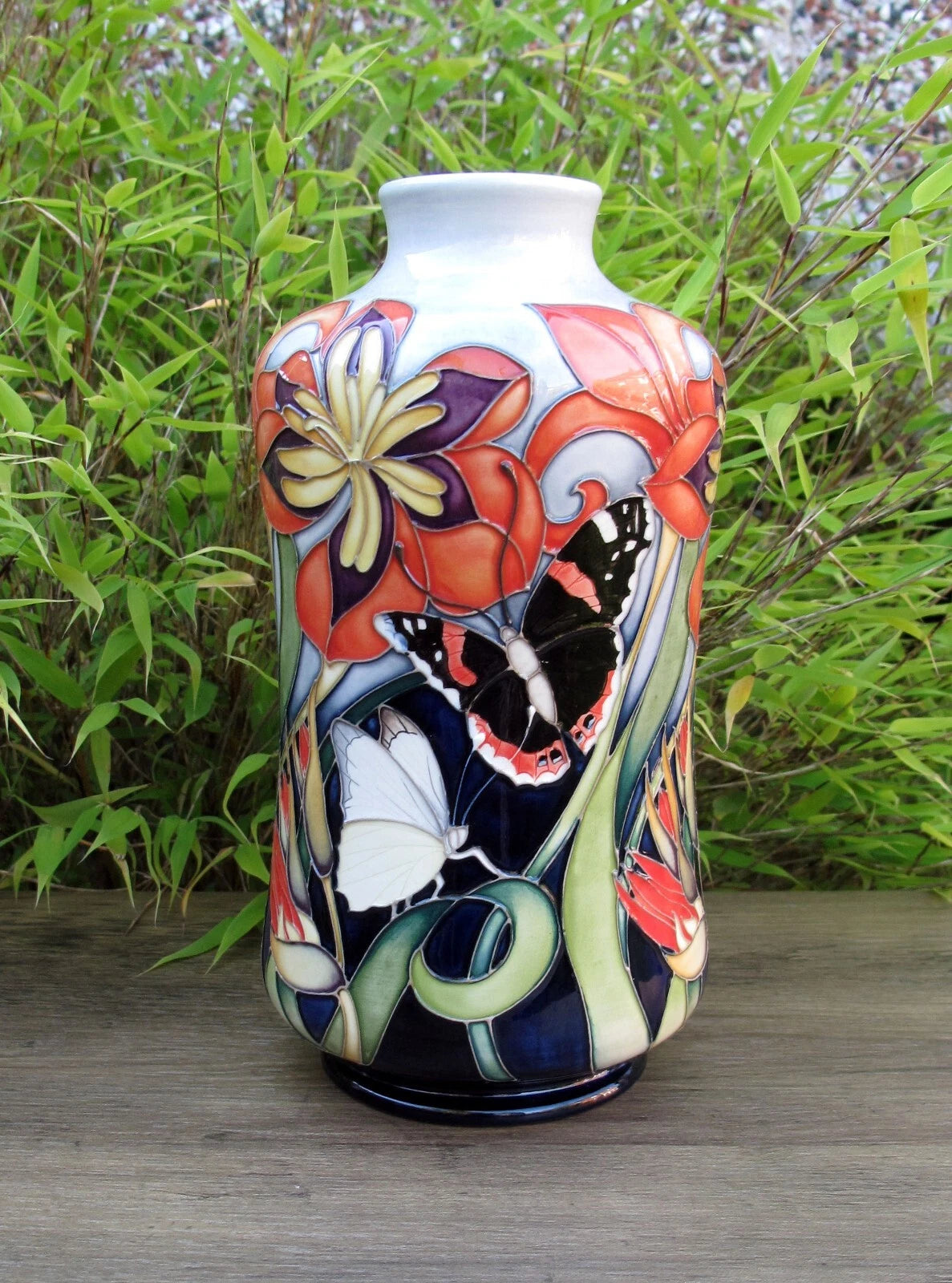Moorcroft FIRE BLOOM 98/8 Vase Trial Dated 8.2.23 Retail Price £940 Butterflies