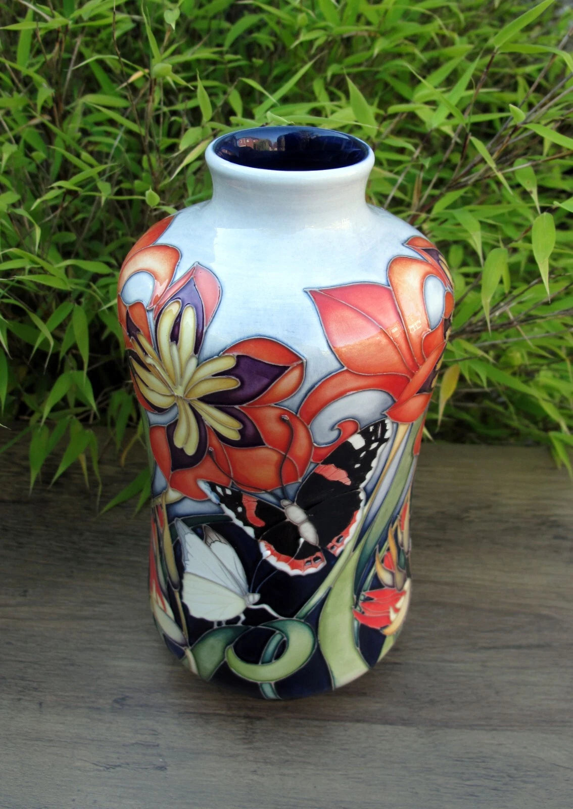 Moorcroft FIRE BLOOM 98/8 Vase Trial Dated 8.2.23 Retail Price £940 Butterflies