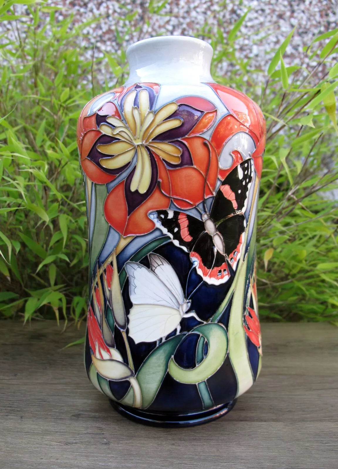 Moorcroft FIRE BLOOM 98/8 Vase Trial Dated 8.2.23 Retail Price £940 Butterflies