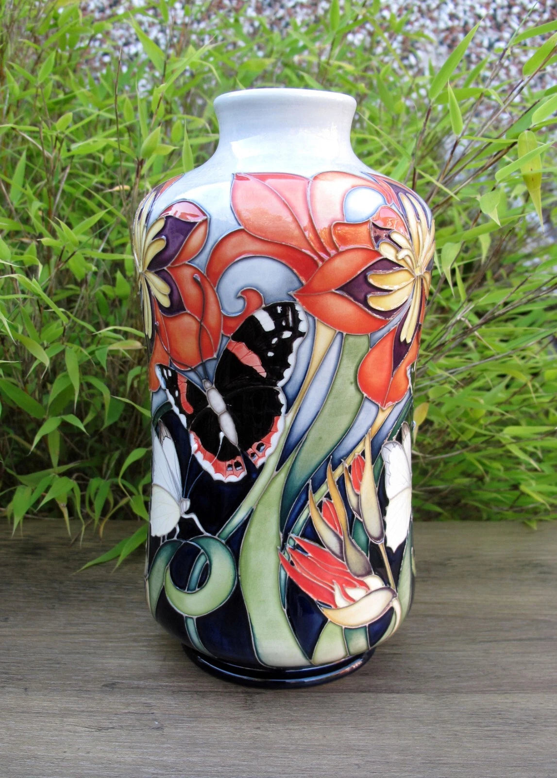 Moorcroft FIRE BLOOM 98/8 Vase Trial Dated 8.2.23 Retail Price £940 Butterflies