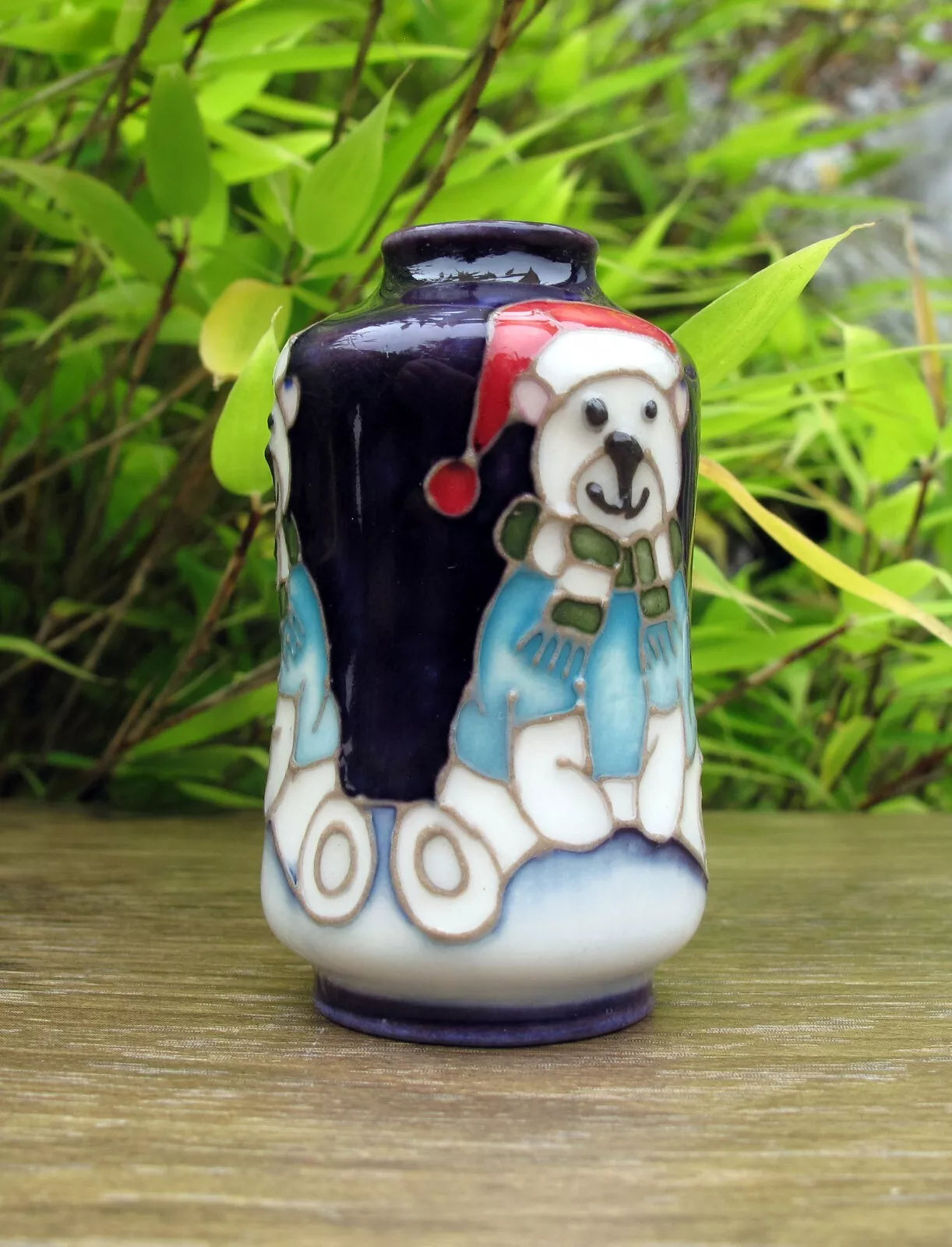 Moorcroft ARCTIC PARTY Miniature vase 98/2  Retail Price £224 Christmas Bear
